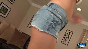 Riley Jenner, the tall blonde, undresses and gets her skinny butt fucked hard