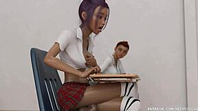 顽皮扶她学生在公共教室自慰