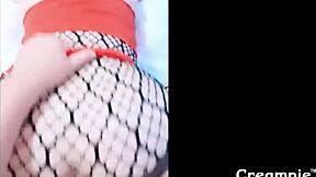 สาวไทยอ้วนวัยรุ่นโดนครีมพายในชุดแดงสวย ว้าว!