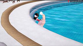 Вайолет Парр ныряет глубоко в бассейне POV действие