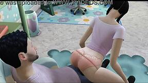 Estoy vigilando a mi sobrina, se aburre de juguetes, quiere mi polla dura para jugar y montar!