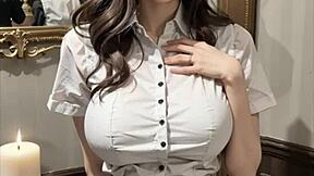 3D хентай азиатская горничная готовит завтрак, дроча пизду с ASMR