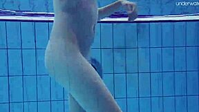 Striped Swimsuit Teen 18+ Anna Netrebko Shows Small 18+ Tits in Pool