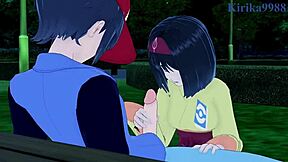 Ирис и Эрика в диком 3D Покемон хентай с кремпаем!