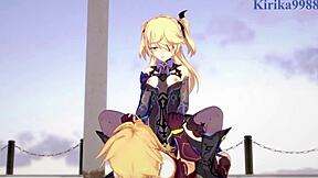 Amber และ Fischl ในฉากเฮนไต Genshin Impact ที่ดุเดือด!