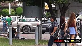 petite asian teen craves backpacker’s big cock in public pickup. horny interracial milf action unfolds with every thrust.