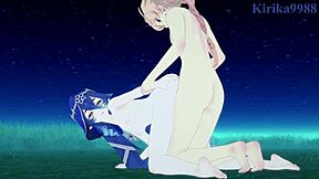 Faruzan, Layla og Aether i intens sex - Genshin Impact hentai