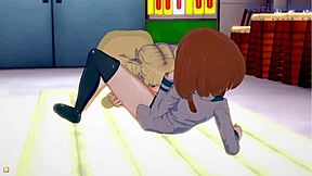 Himiko Toga และ Ochako Uraraka เล่นเลสเบี้ยนสุดแรงและเซ็กซ์รุนแรง - My Hero Academia เฮ็นไต