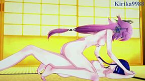 shenhe, lumine, miko yae 和 raiden shogun 在原神本子中沉浸激烈扶她性爱