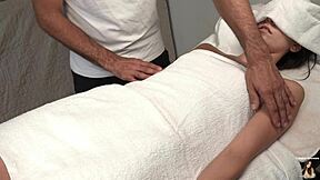 Pervert Masseur Touches Her Inappropriately During Sensual Teen Massage Session in Anime Style