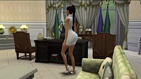 늙은 남자와 젊은 브루넷 밀프 김 카다시안 오피스에서 엉덩이 섹스와 보지 섹스