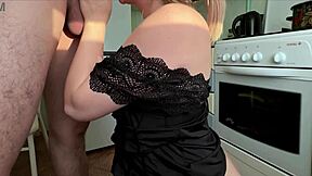 stepson spots pregnant stepmom without panties in kitchen. her reaction surprises everyone.