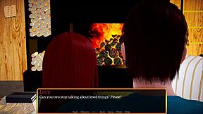 Riđokosa tinejdžerka sa velikim sisama u porodičnoj sceni