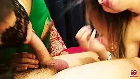 Amateur threesome with cock sucking