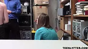 Blonde cop punishes shoplifting teen