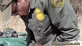 Police officer gropes latina's tight ass in first interracial threesome anal