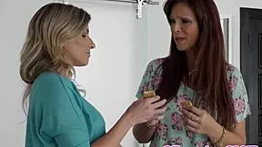 Hey, wanna see this petite teen 18+ lesbo devour a milf's pussy?