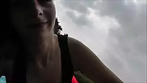 Hot girl enjoys park blowjob tease