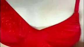 White Girl In Red Lingerie Moaning Hotly During Amateur Facial