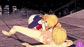 hoshino ruby in hentai getting blowjob and cumshot 😍