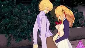 hoshino ruby in hentai getting blowjob and cumshot 😍