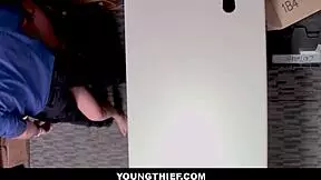 big ass shoplifter caught by guard hiding goods - skylar snow