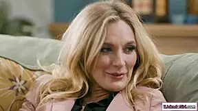 Bored blonde teen 18+ licks stepmoms pussy