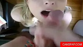 Young slut sucks eagerly for explosive facial orgasm