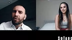 Stepdad Blackmails Young Stepdaughter Over Tramp Stamp During Zoom Call Punishment. In The Garage.