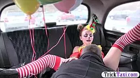 Cute Girl In Costume Sucks Driver's Big Cock