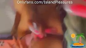 islandpleasures teasing her caribbean pussy with toys