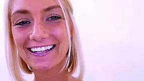 Is this cute blonde's accent making your cock throb for her amazing blowjob?