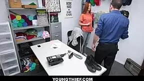 Hot redhead shoplifter says, Search me and fuck me, guard! after deal - Scarlett Mae