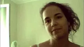 Russian teen 18+ flaunts small tits on Skype webcam in underwear