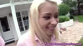 Real teen lesbians playing with toys outdoors 😍