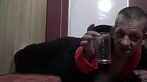 Bisexual male Mark Wright says he'll drink your piss like he's drinking his own in this video, but only if you fuck him up the ass