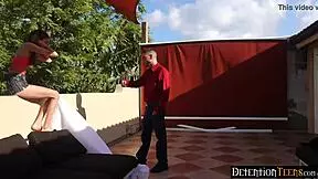 Tiny Detention Teen Caught Sneaking Out, Gets Pounded Hard!