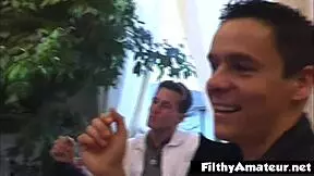 a beautiful young 18+ brunette takes two cocks in her ass