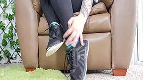 Wow, smell my sweaty feet, you submissive little slave!