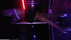 Sexy mexican petite latina bartender performs homemade pole dance shaking her ass