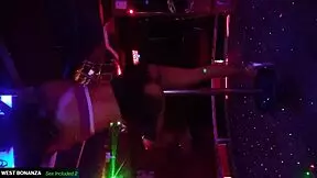 Sexy mexican petite latina bartender performs homemade pole dance shaking her ass