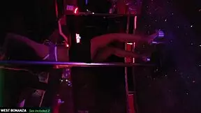 Sexy mexican petite latina bartender performs homemade pole dance shaking her ass
