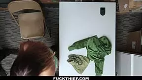 Dakota Rain, caught shoplifting in the garage, sucks monster cock to avoid jail time