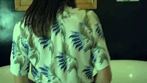 cute ena sweet strips and dives into pleasure with bananas