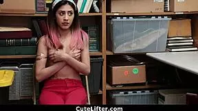 teen negotiates bail with creepy security officer in the shop