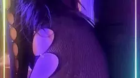 she dances sexy, shaking that big ass, then sucks and fucks like a petite prostitute.