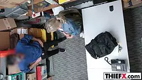 this hot gal in the garage gets punished by the burglar with a blowjob or jail time