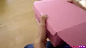 Emma Hix's petite body bent over for stepbrother's cock in doggystyle.