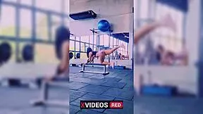is this fitness girl training her big ass for a huge dick in the gym