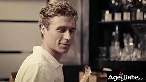 Young guy licks mature pussy clit to make it wetter